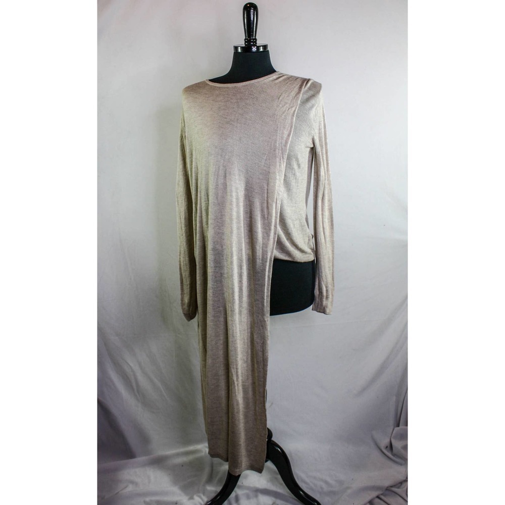 Maude Vivante Sweater High Low Asymmetrical Beige Tan Size S